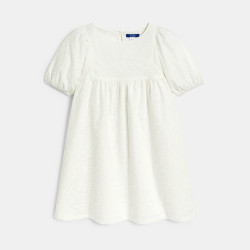 فستان بنمط بيبي دول أبيض سادة للفتيات